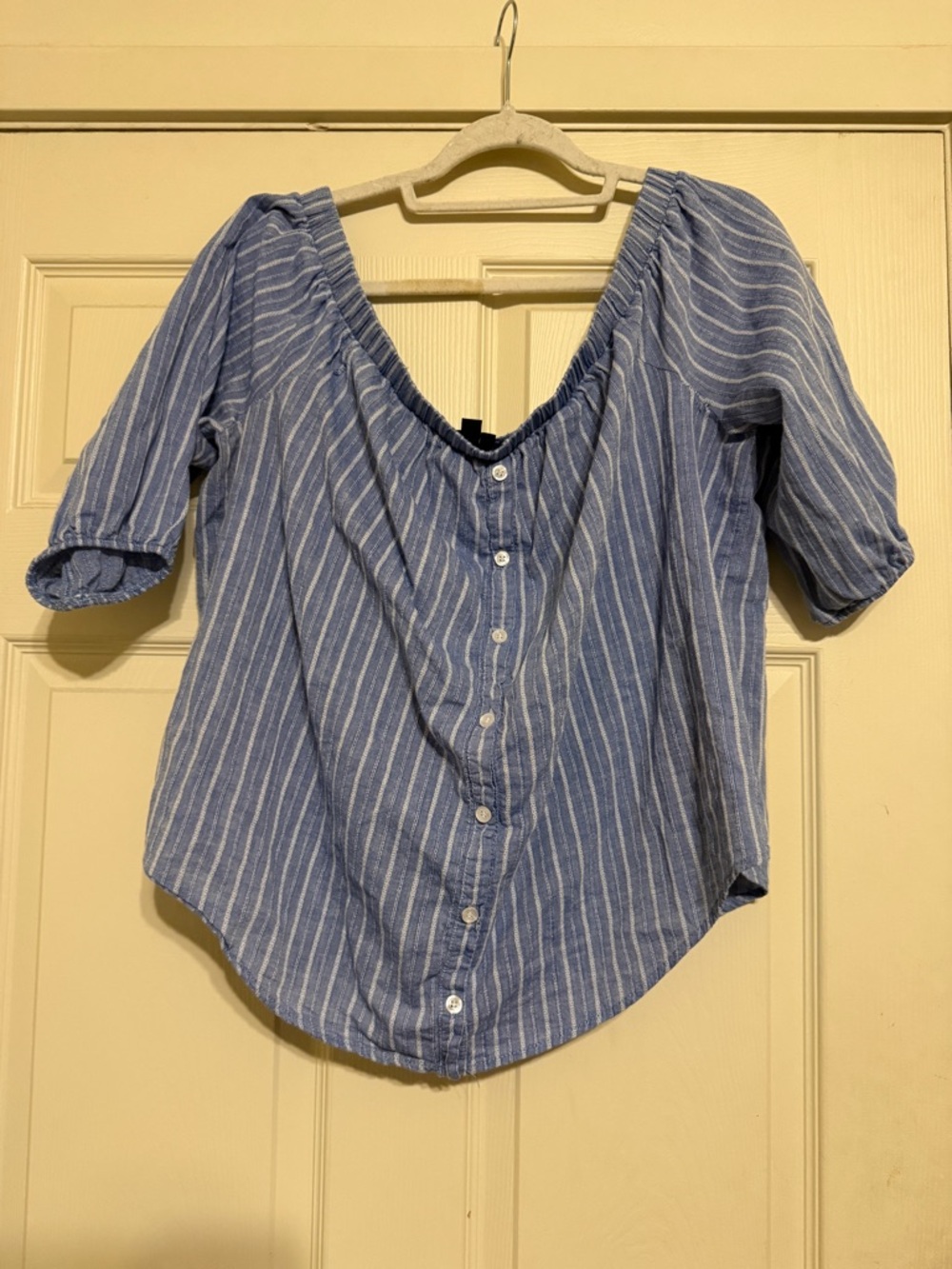 Torrid Blue & White Striped Button-Front Blouse Size 2